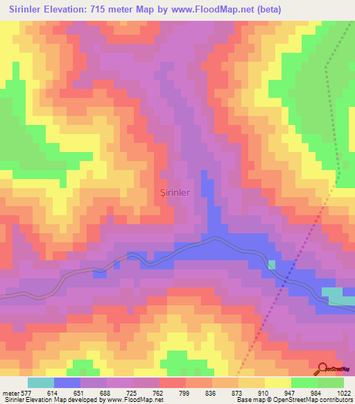 Sirinler,Turkey Elevation Map