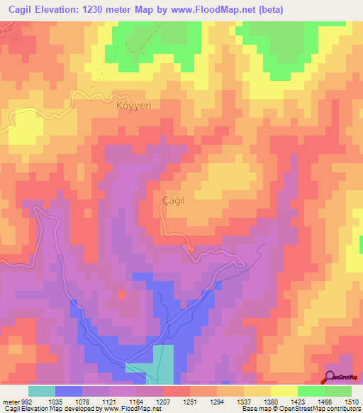 Cagil,Turkey Elevation Map