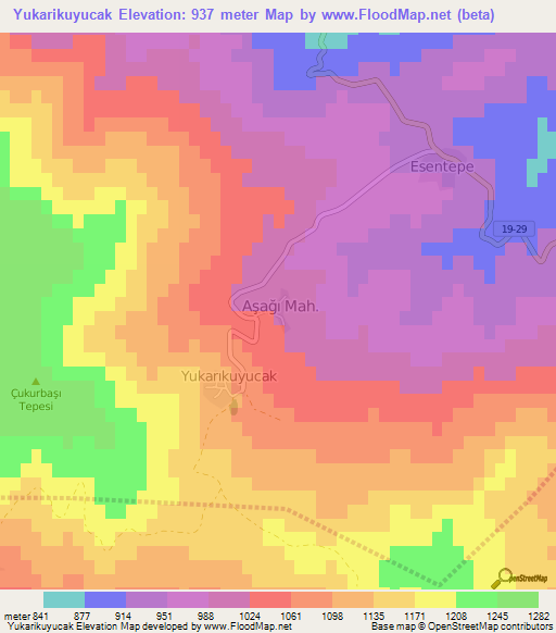 Yukarikuyucak,Turkey Elevation Map