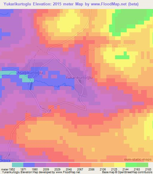 Yukarikurtoglu,Turkey Elevation Map