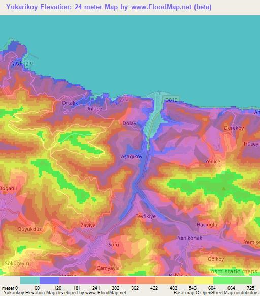 Yukarikoy,Turkey Elevation Map