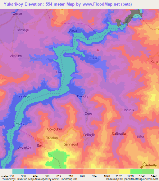 Yukarikoy,Turkey Elevation Map