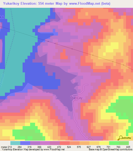 Yukarikoy,Turkey Elevation Map