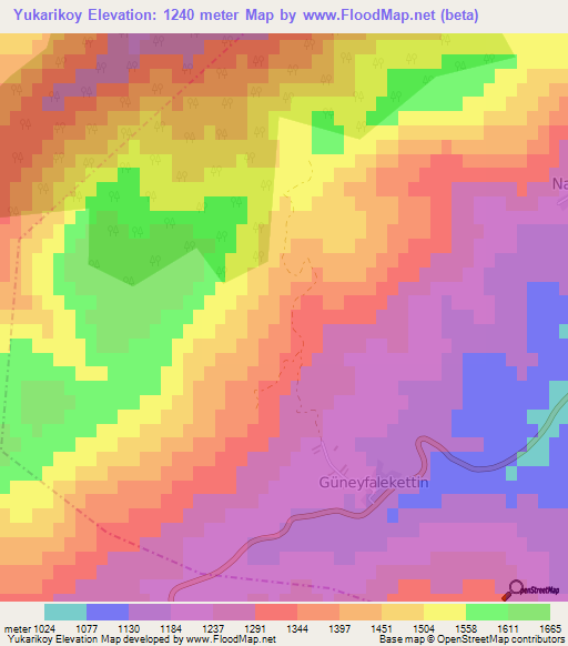 Yukarikoy,Turkey Elevation Map