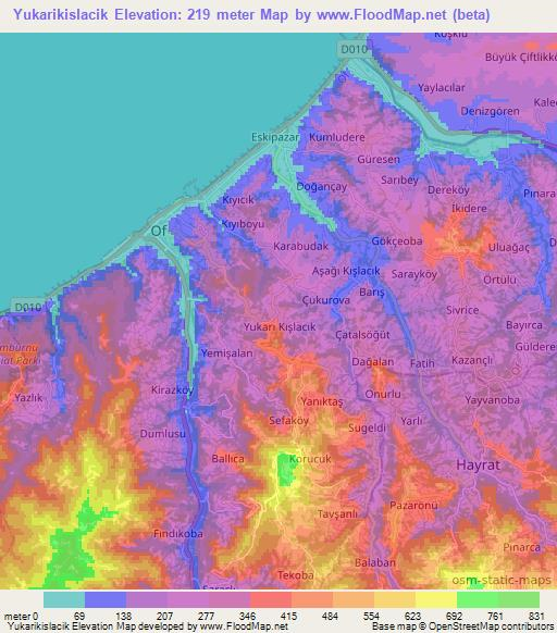 Yukarikislacik,Turkey Elevation Map