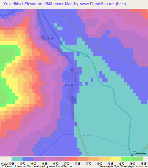 Yukarikirzi,Turkey Elevation Map