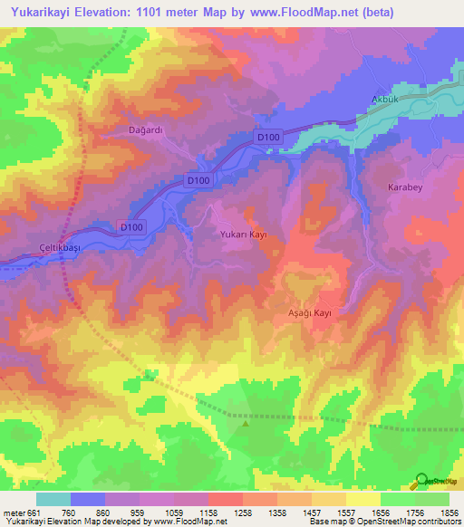 Yukarikayi,Turkey Elevation Map