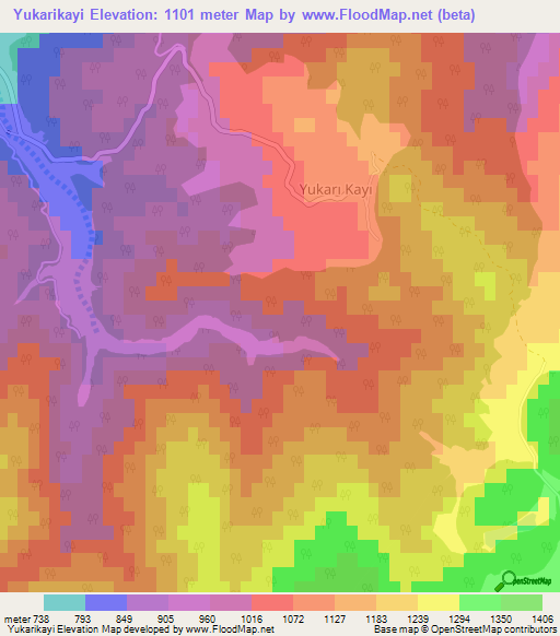 Yukarikayi,Turkey Elevation Map