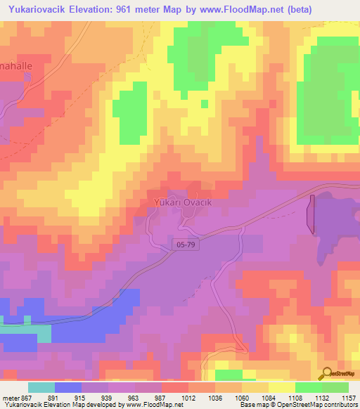 Yukariovacik,Turkey Elevation Map