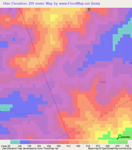 Ulas,Turkey Elevation Map