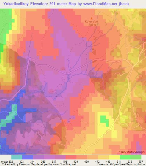 Yukarikadikoy,Turkey Elevation Map