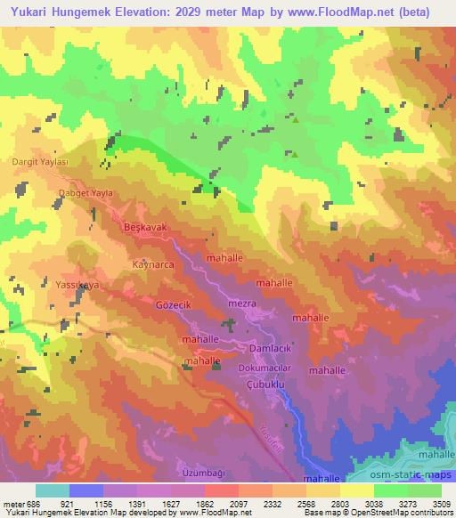 Yukari Hungemek,Turkey Elevation Map