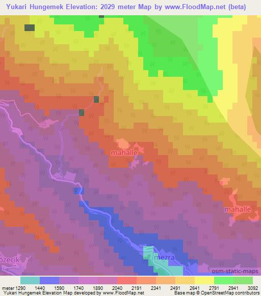 Yukari Hungemek,Turkey Elevation Map