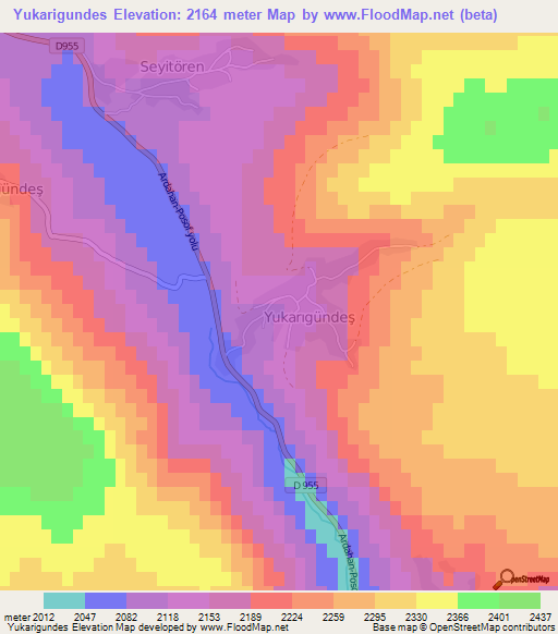 Yukarigundes,Turkey Elevation Map