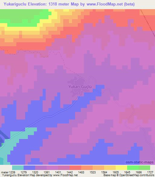 Yukariguclu,Turkey Elevation Map