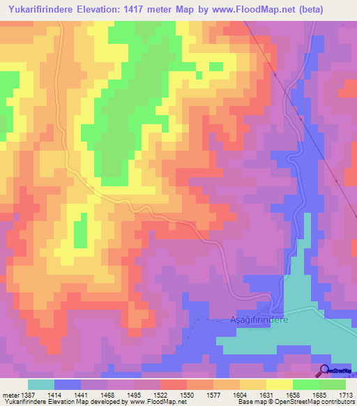 Yukarifirindere,Turkey Elevation Map