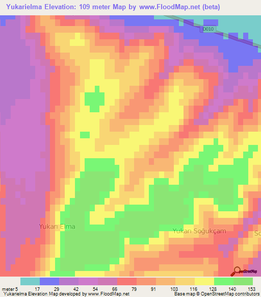 Yukarielma,Turkey Elevation Map