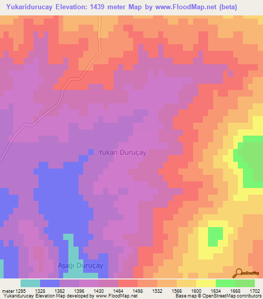 Yukaridurucay,Turkey Elevation Map