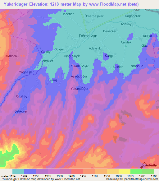 Yukariduger,Turkey Elevation Map