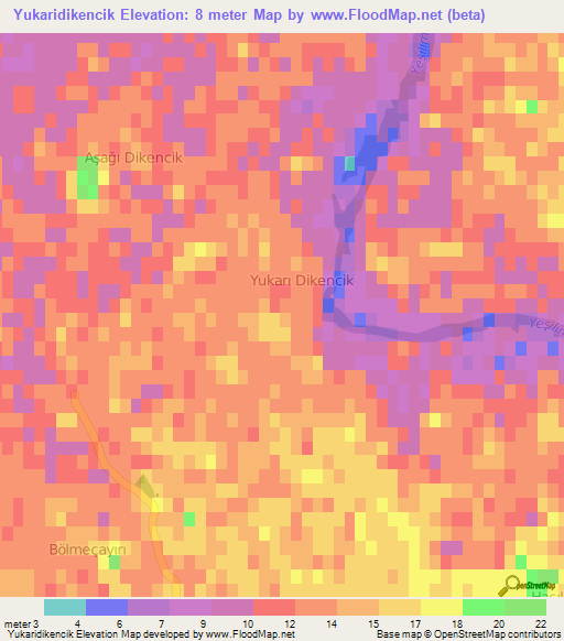 Yukaridikencik,Turkey Elevation Map