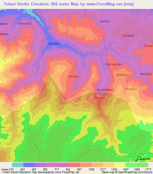 Yukari Derdin,Turkey Elevation Map