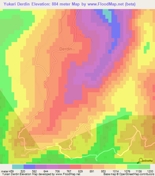 Yukari Derdin,Turkey Elevation Map