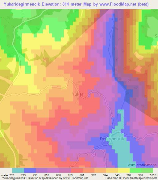 Yukaridegirmencik,Turkey Elevation Map