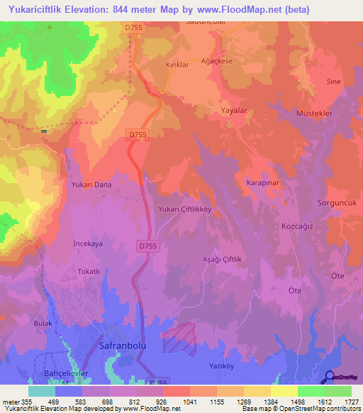 Yukariciftlik,Turkey Elevation Map