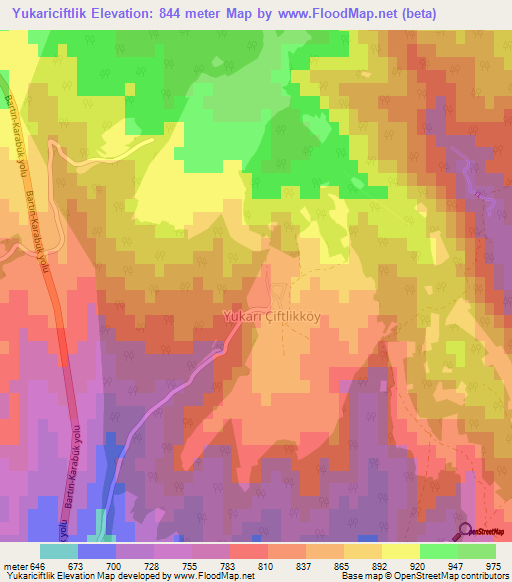 Yukariciftlik,Turkey Elevation Map