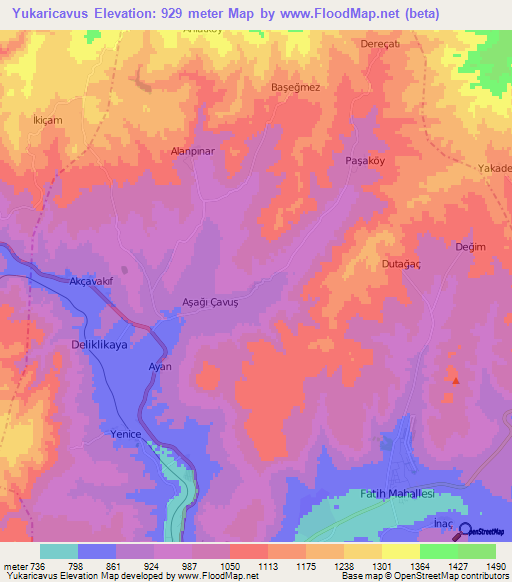 Yukaricavus,Turkey Elevation Map