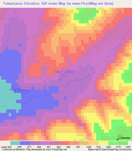 Yukaricavus,Turkey Elevation Map