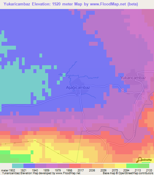 Yukaricambaz,Turkey Elevation Map