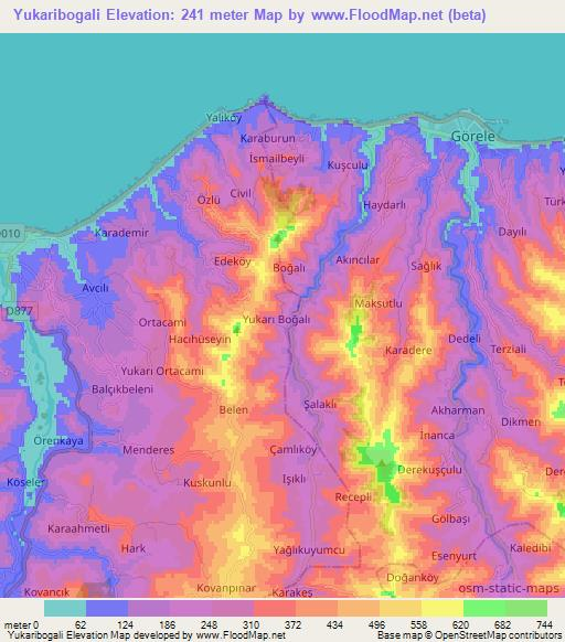 Yukaribogali,Turkey Elevation Map