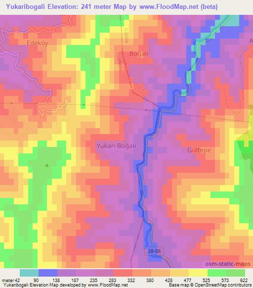 Yukaribogali,Turkey Elevation Map