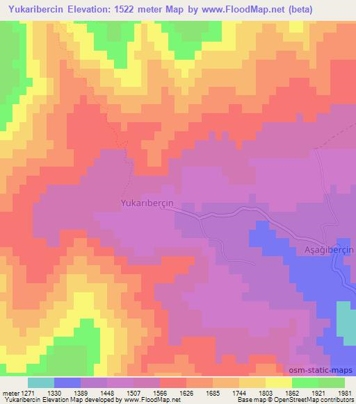 Yukaribercin,Turkey Elevation Map