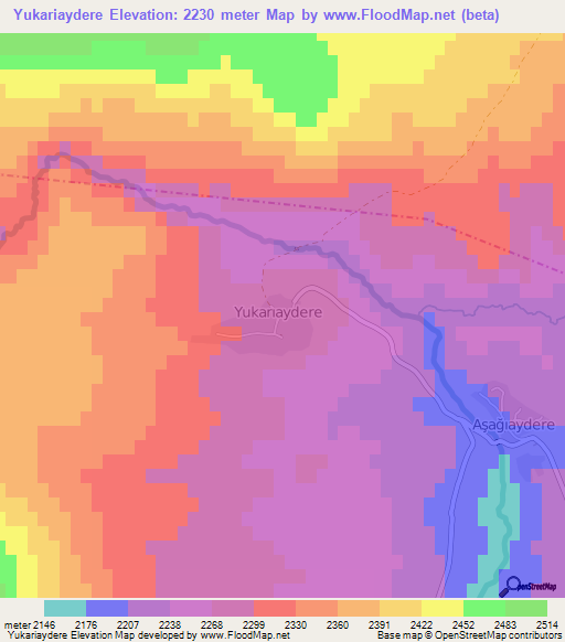 Yukariaydere,Turkey Elevation Map