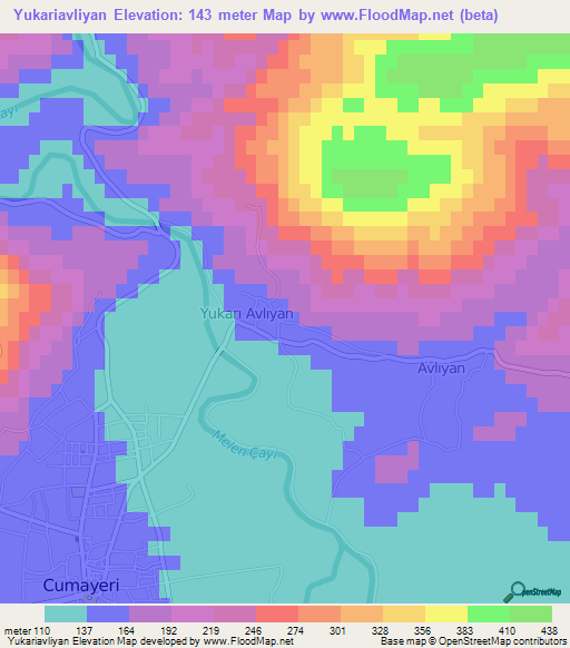 Yukariavliyan,Turkey Elevation Map