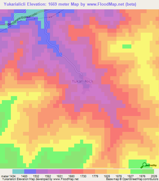 Yukarialicli,Turkey Elevation Map