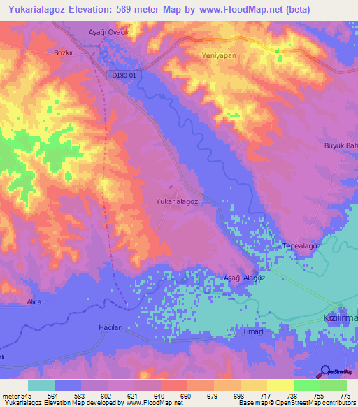 Yukarialagoz,Turkey Elevation Map