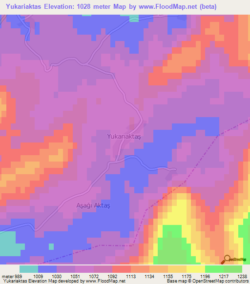 Yukariaktas,Turkey Elevation Map