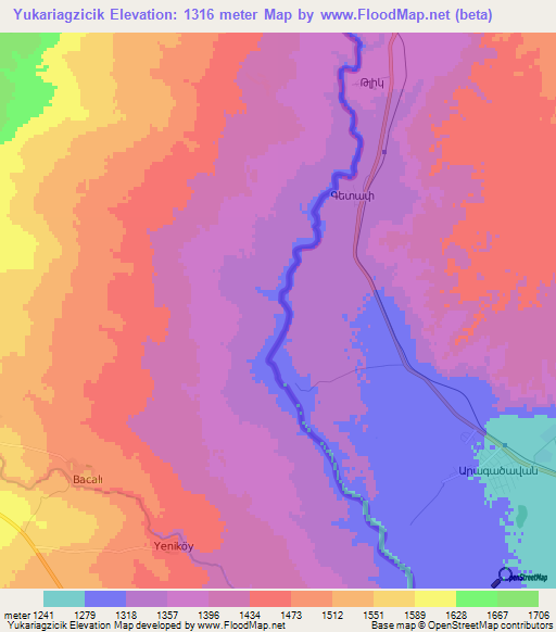 Yukariagzicik,Turkey Elevation Map