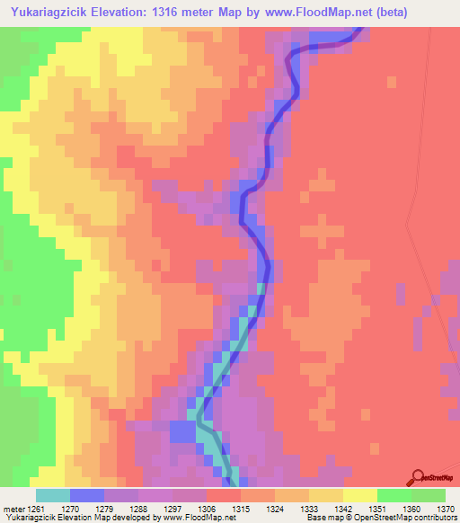 Yukariagzicik,Turkey Elevation Map