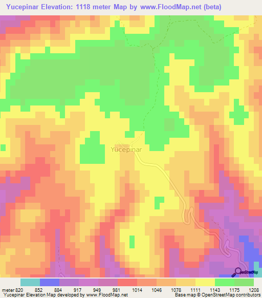 Yucepinar,Turkey Elevation Map