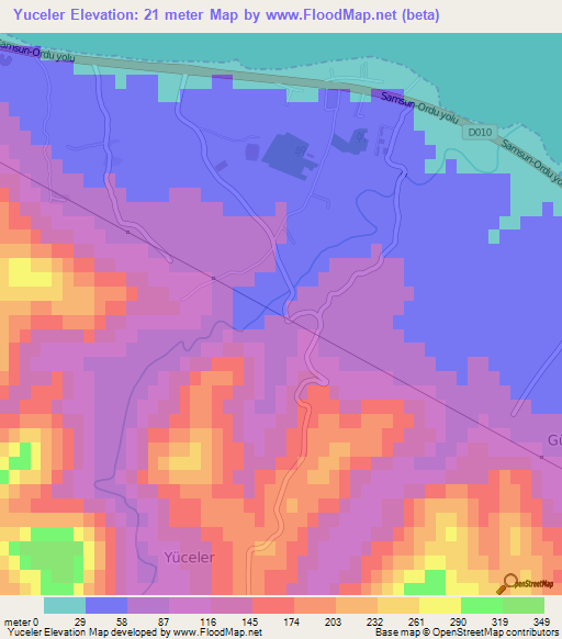 Yuceler,Turkey Elevation Map