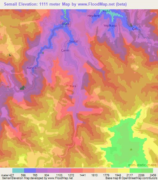 Semail,Turkey Elevation Map