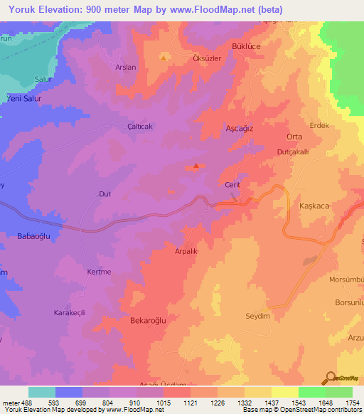 Yoruk,Turkey Elevation Map