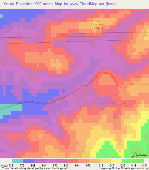 Yoruk,Turkey Elevation Map