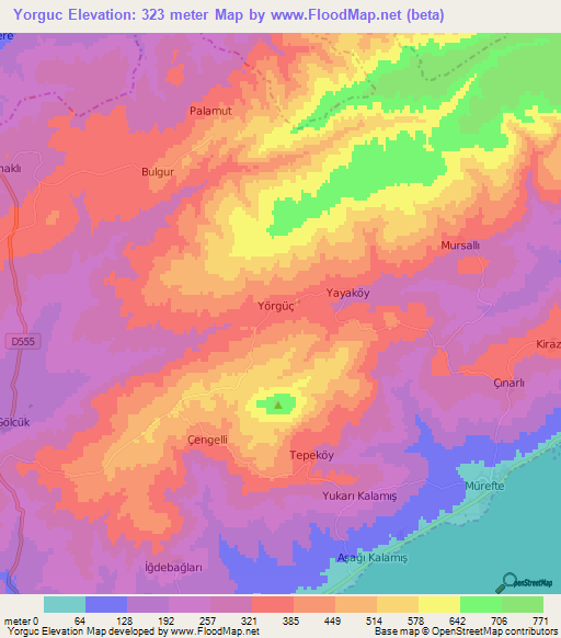 Yorguc,Turkey Elevation Map