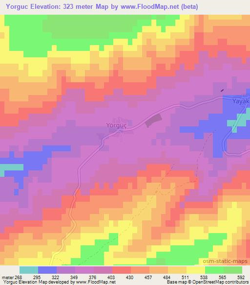 Yorguc,Turkey Elevation Map