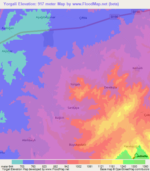 Yorgali,Turkey Elevation Map